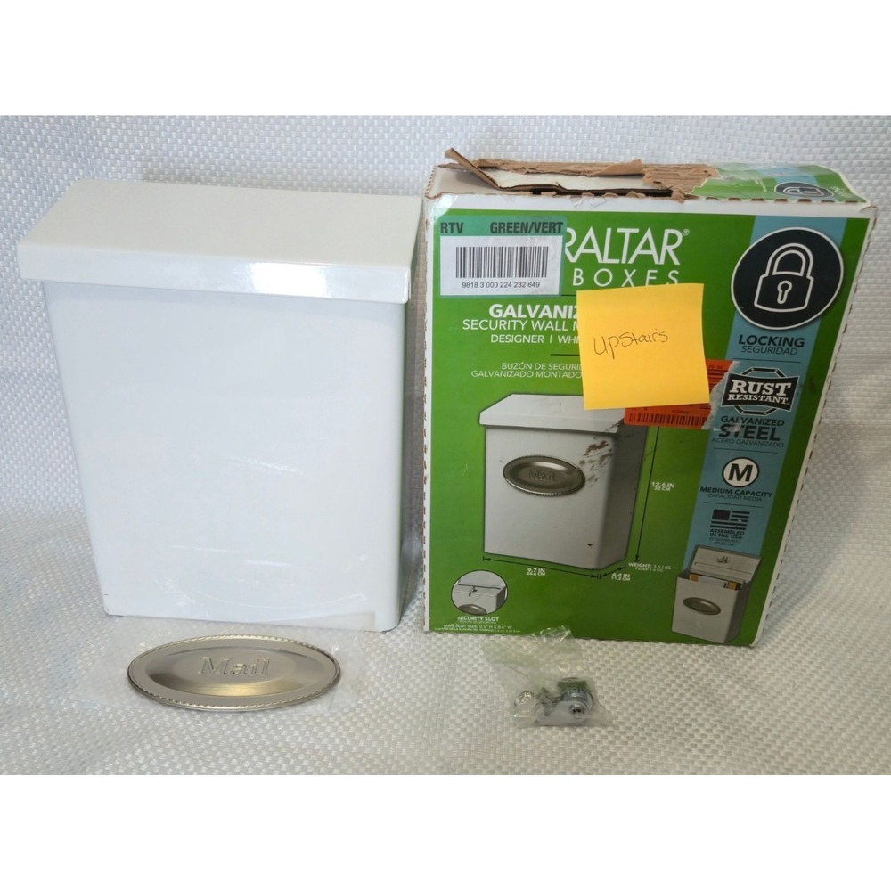 Gibraltar Mailboxes White Galvanized Steel Locking Wall Mount Mailbox Medium